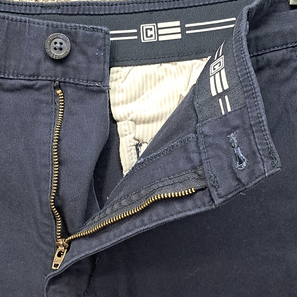 Chaps Mens Navy Blue Flat Front Chino Shorts Size 36 Stretch Cotton 8155 - Picture 2 of 9